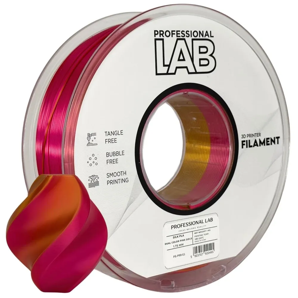 Silk PLA Filament Pink & Gold Dual Color 1.75mm 1kg | Professional Lab