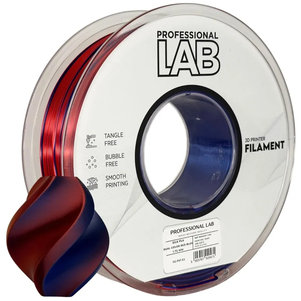 Silk PLA Filament Red & Blue Dual Color 1.75mm 1kg | Professional Lab