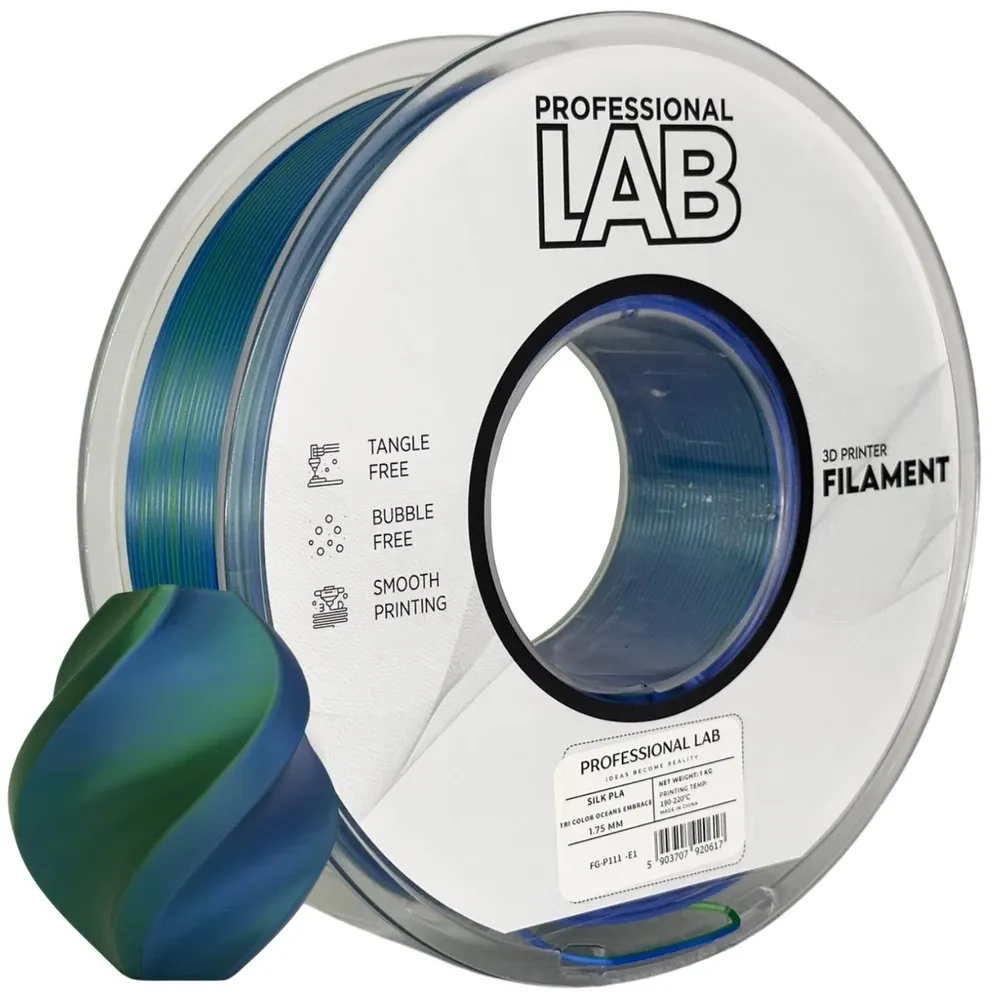 Silk PLA Filament Oceans Embrace Triple Color 1.75mm 1kg | Professional Lab