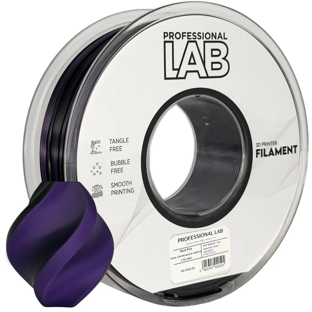 Silk PLA Filament Black & Purple Dual Color 1.75mm 1kg | Professional Lab