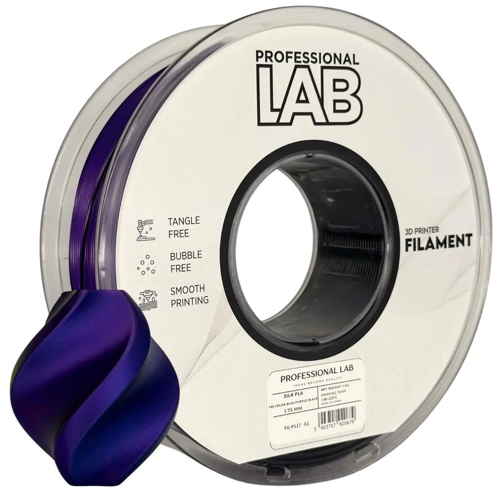Silk PLA Filament Blue, Purple & Black Triple Color 1.75mm 1kg | Professional Lab