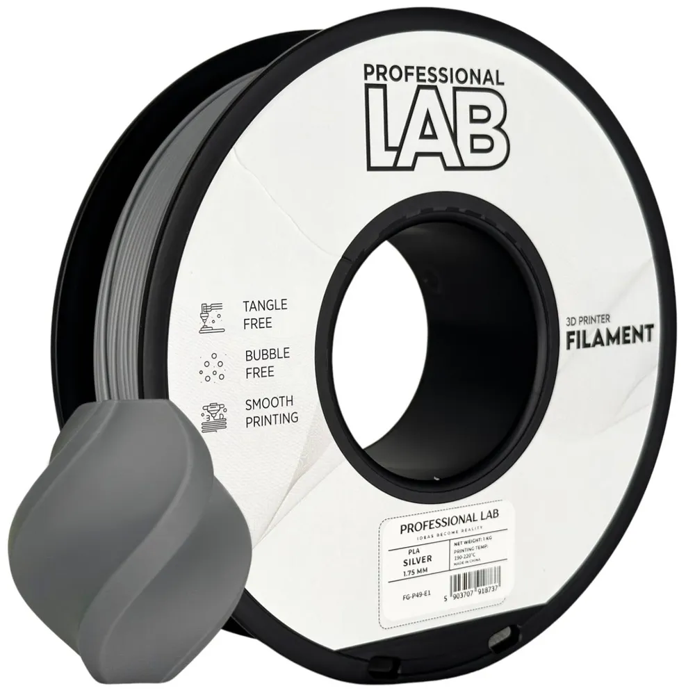 Professional Lab PLA Silver 1.75mm 1kg - PLA Filament for 3D Printing