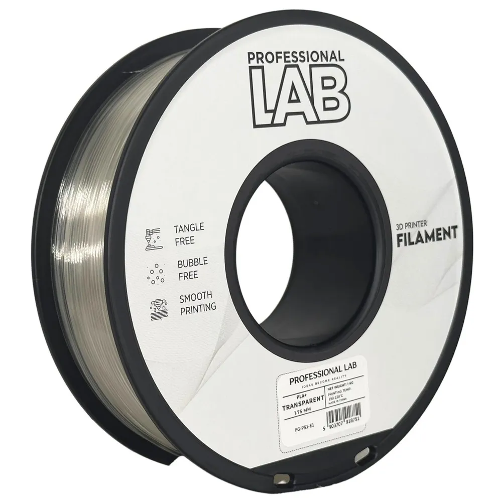 Professional Lab PLA+ Läbipaistev 1.75mm 1kg - PLA filament 3D-printimiseks