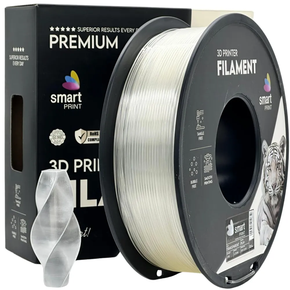 Smart Print PLA+ Transparent 1.75mm 1kg - PLA Filament for 3D Printing