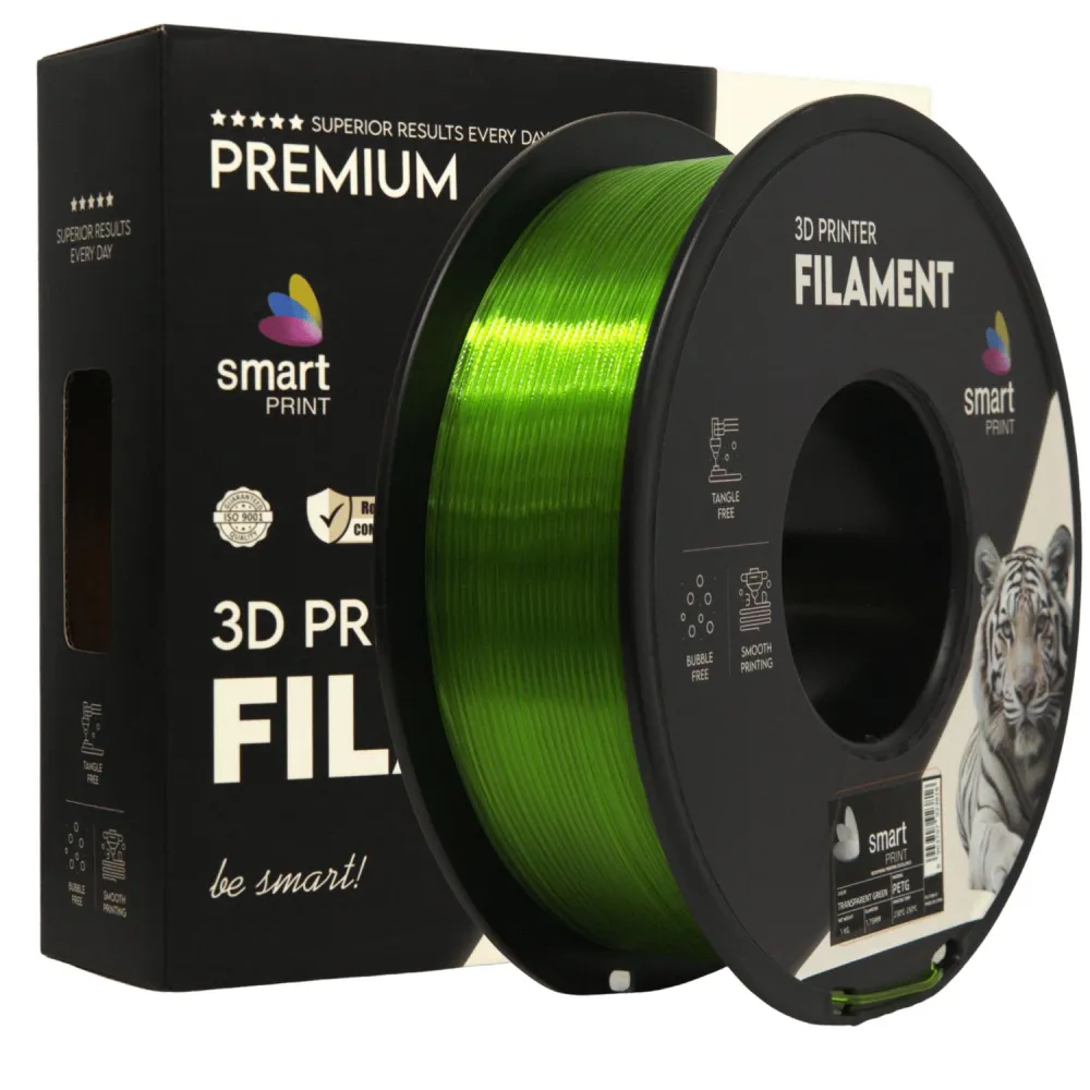 PETG Läbipaistev Roheline (1.75mm/1.0kg)