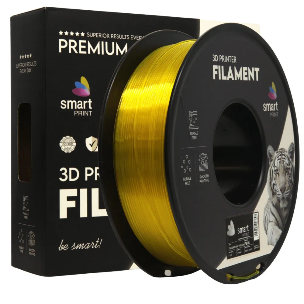 PETG Läbipaistev Kollane (1.75mm/1.0kg)
